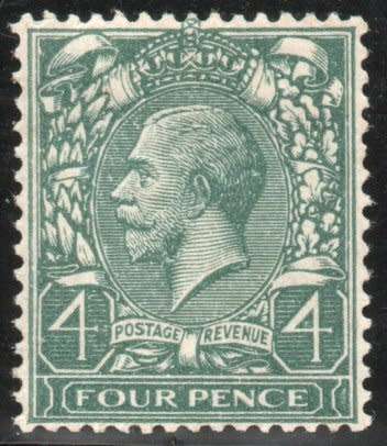 Great Britain 1924 KGV Definitive 4d grey-green lightly mounted mint. SG 424. Cat £12 (2023-25)