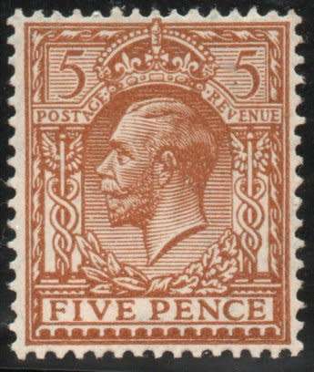 Great Britain 1924 KGV Definitive 5d brown lightly mounted mint. SG 425. Cat £20 (2023-25)