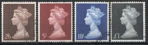 Great Britain 1969 High Value Definitive set of 4 very fine used. SG 787-90. Cat £4,50 (2023-25)