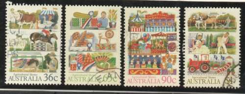 AUSTRALIA 1987 `AGRICULTURAL SHOWS` SET OF 4 VFU. SG 1054-57. CAT 7,70 GBP.