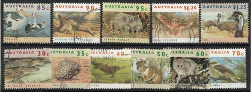 Australia 1992 Wildlife set of 11 very fine used. SG 1361-1371. CAT £14,40 (2013)