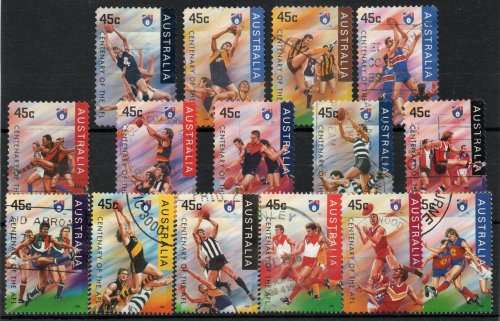 Australia 1996 Football League Centenary part set of 15 very fine used. CAT £13,50 (2013)
