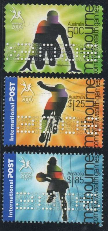 Australia 2006 Commonwealth Games Melbourne set of 3 very fine used. SG 2596-98. CAT £5,70 (2013)