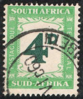 South Africa 1950-58 4d Postage Due very fine used. SACC 41. Cat R250 (SACC 2023-25)