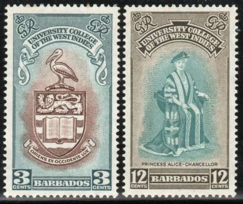 Barbados 1951 Inauguration of BWI University College set of 2 lmm. SG 283-284. Cat £2 (2022)