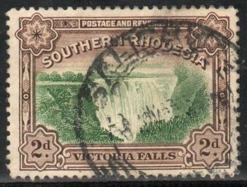 Southern Rhodesia 1935-41 Large Falls 2d green & brown perf 12½ fine used. SG 35. Cat £20 (2022)