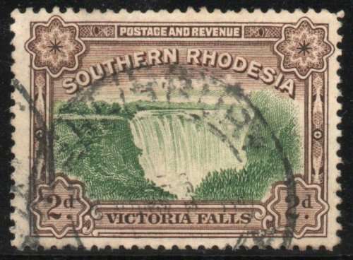Southern Rhodesia 1935-41 Large Falls 2d green & brown perf 12½ fine used. SG 35. Cat £20 (2022)