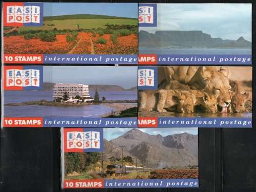 South Africa 1993 Tourism set of 5 Booklets. No`s 7a - 7e. Rust to some stamps. Cat R600 (2023-25)