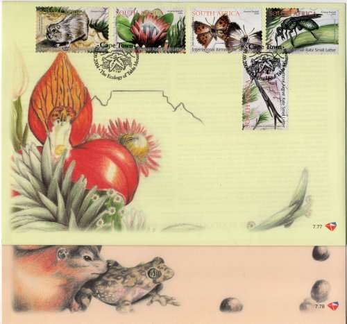 South Africa 2004 Ecology of Table Mountain set of 10 on 2 FDC`s. FDC 7.77 & 7.7. Cat R230 (2023-25)