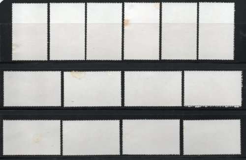 Lesotho 1981 Bird Definitive set of 14 umm but 5 stamps with gum stains. SG 437-50. Cat £9,75 (2014)