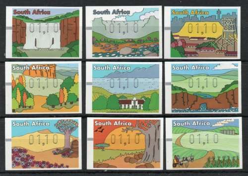 South Africa 1998 Frama labels set of 9 unmounted mint. SACC 1147-55. Cat R135 (2023-25)