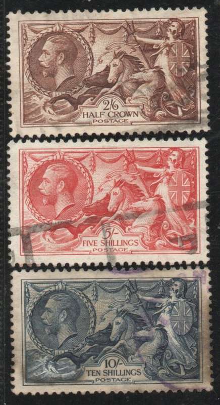 Great Britain 1934 Sea Horses (re-engraved) set of 3 fine used. SG 450-452. Cat £190 (2022)