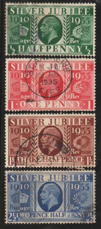 Great Britain 1935 Silver Jubilee set of 4 very fine used. SG 453-456. Cat £9,50 (2022)