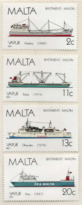 Malta 1987 Ships (5th series) set of 4 unmounted mint. SG 809-812. Cat £9,70 (2013)