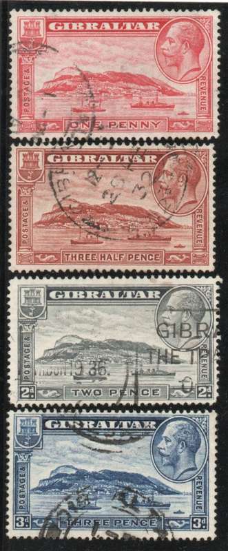 Gibraltar 1931-33 Defin set of 4 perf 14 very fine used. SG 110-113. Cat £8 (2022)