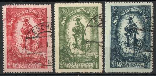Liechtenstein 1920 Prince Johns 80th Birthday set of 3 very fine used. SG 43A-45A. Cat £7,40 (2013)