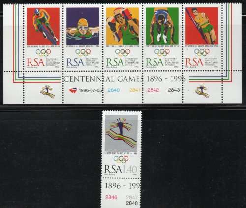 South Africa 1996 Olympic Games Atlanta set of 6 umm. SACC 955-960. Cat R135 (2023-25)