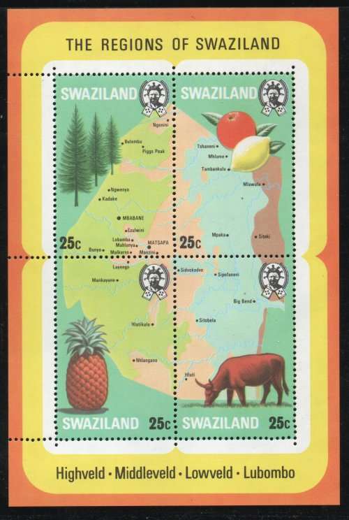 Swaziland 1977 The Regions of Swaziland Mini Sheet unmounted mint. SG MS284. Cat £1,40 (2012)