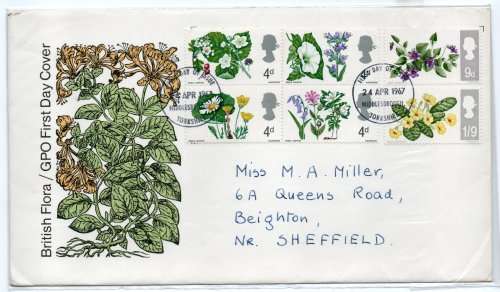 Great Britain 1967 British Wild Flowers set of 6 (ordinary) on FDC. SG 717-722. Cat £1,20 (2018)