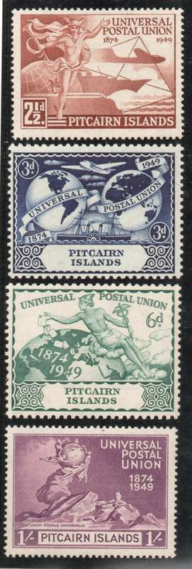 Pitcairn Islands 1949 UPU set of 4 lightly mounted mint. SG 13-16. Cat £14,50 (2022)