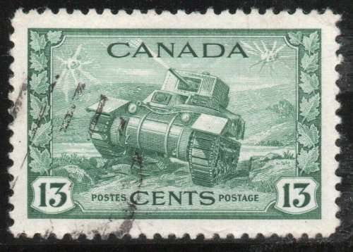Canada 1942 War Effort 13c dull green very fine used. SG 384. Cat £13 (2022)