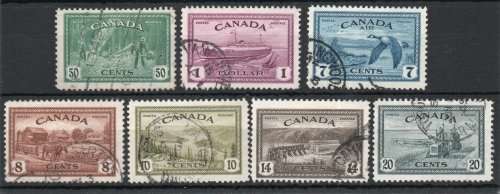 Canada 1946-47 Peace Re-conversion set of 7 very fine used. SG 401-407. Cat £18 (2022)