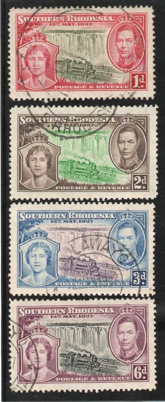 Southern Rhodesia 1937 Coronation set of 4 very fine used. SACC 38-41. Cat R250 (2023-25)
