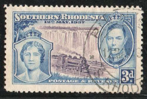 Southern Rhodesia 1937 Coronation 3d very fine used. SACC 40. Cat R160 (2023-25)