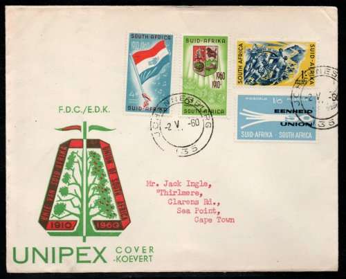 South Africa 1960 50th Anniversary of Union of SA illustrated FDC.