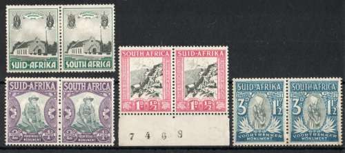 South Africa 1933-36 Voortrekker Memorial Fund set of 4 pairs lmm. SACC 51-54. Cat R430. (2023-25)