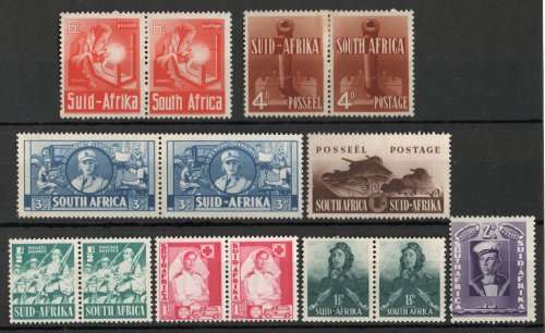 South Africa 1941-42 Large War Effort set of 8 units mounted mint. SACC 87-94. Cat R985. (2023-25)