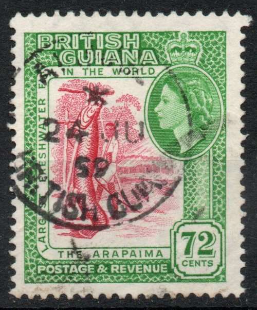 British Guiana 1954-63 QEII Definitive 72c very fine used. SG 342. Cat £2,75 (2022)