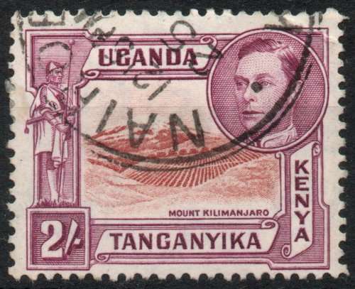Kenya Uganda & Tanganyika 1938-54 KGVI Definitive 2/- perf 13¼ vfu. SG 146. Cat £3,50 (2022)