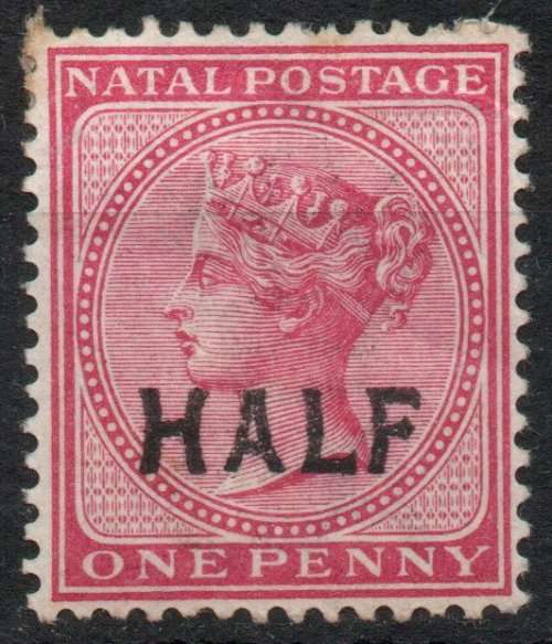 Natal 1895 Surcharged `HALF` on 1d rose mounted mint. SACC 108. Cat R65 (2023-25)