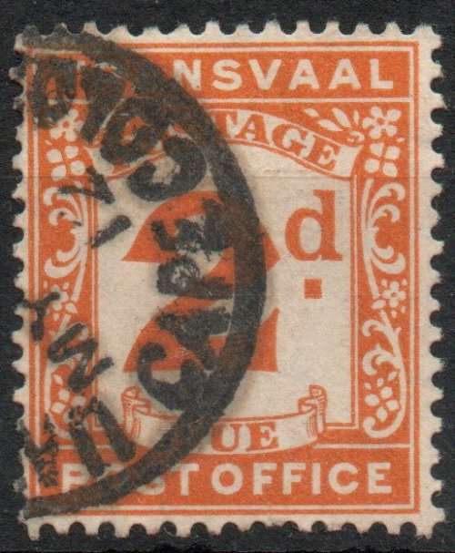 Transvaal 1907 Postage Due 2d brown-orange fine used. SACC 3. Cat R40 (2023-25)