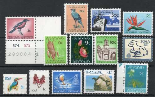 South Africa 1972-74 Defin no wmk set of 13 lightly mounted mint. SACC 325-337. Cat R551 (2023-25)