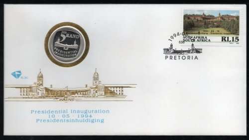 South Africa 1994 President Mandela Inauguration First Day Cover 6.3c with `No Steps` variety.