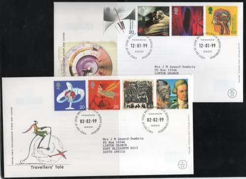 Great Britain 1999 Millennium Series of 12 sets of 4 on 12 FDC`s. Cat £41.60 (SG 2018)