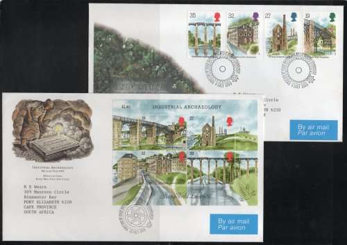Great Britain 1989 Industrial Archaeology set 4 & MS on 2 FDC`s. SG 1440-MS1444. Cat £4.65 (SG 2018)