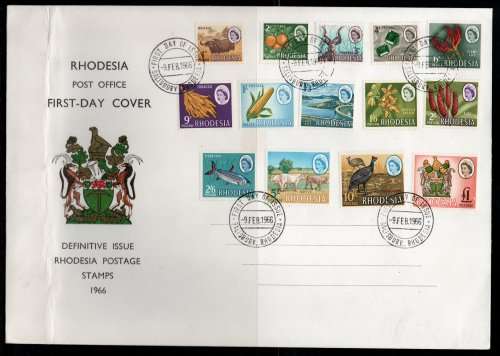 Rhodesia 1966 Definitive set of 14 on FDC. SACC 131-144. Cat R350 (2023-25)