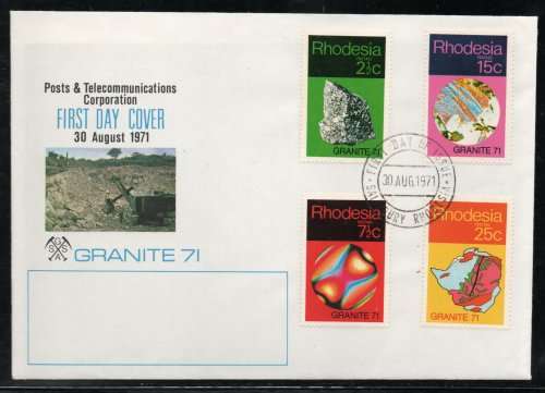 Rhodesia 1971 `Granite 71` set of 4 on FDC. SACC 227-230. Cat R90 (2023-25)