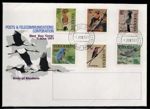 Rhodesia 1971 Birds set of 6 on FDC. SACC 221-226. Cat R90 (2023-25)