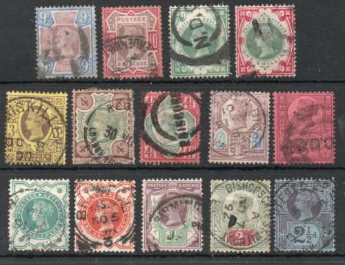 Great Britain 1897-92 Jubilee Issue set of 14 fine used. Cat £442 (SG 2022)