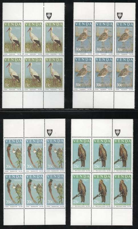 Venda 1984 Migratory Birds set of 4 in blocks of 6 unmounted mint. SACC 92-95. Cat R120 (2023-25)