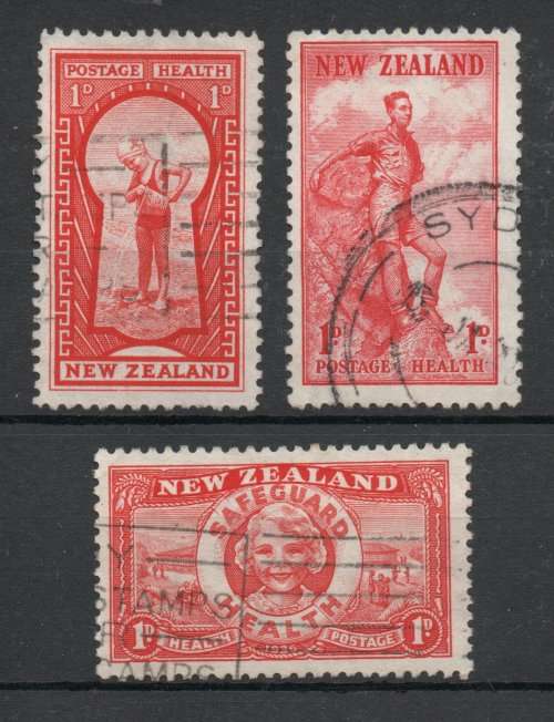 New Zealand Health Stamps 1935, 1936 & 1937 very fine used. SG 576, 598 & 602. Cat £9,75 (2022)