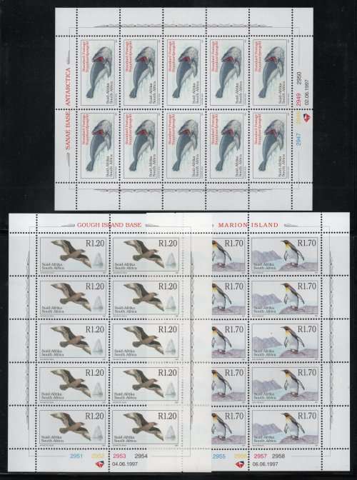 South Africa 1997 Additional Defin 3 stamps in sheets of 10 umm. SACC 1061-1063. Cat R600 (2023-25)