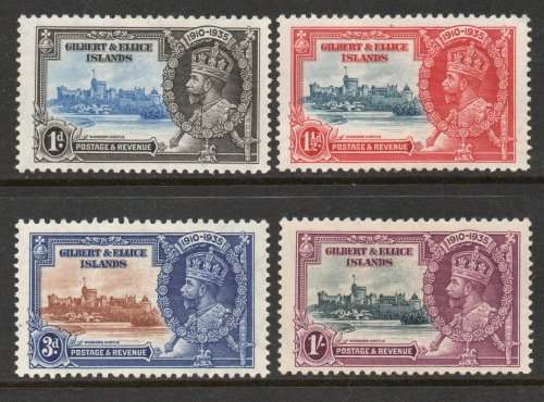 Gilbert and Ellice Islands 1935 Silver Jubilee set of 4 clean mounted mint. SG 36-39. Cat £32 (2022)