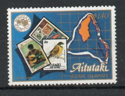 Aitutaki 1984 `Ausipex` Stamp Exhibition (stamps on stamps) $1,40 umm. SG 506. Cat £4 (2012)