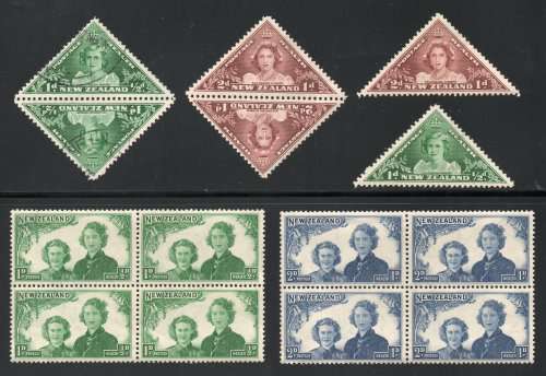 New Zealand 1943 & 1944 Health stamps mint & used selection. SG 636-7 & 663-4. Cat £6,10 (2022)