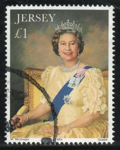 Jersey 1993 40th Anniversary of Coronation of QEII £1 very fine used. SG 634. Cat £2,75 (2012)